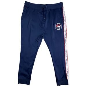 Parish Nation Fleece Joggers Mens 4X Navy Blue Leg Stripe Logo street Drawstring